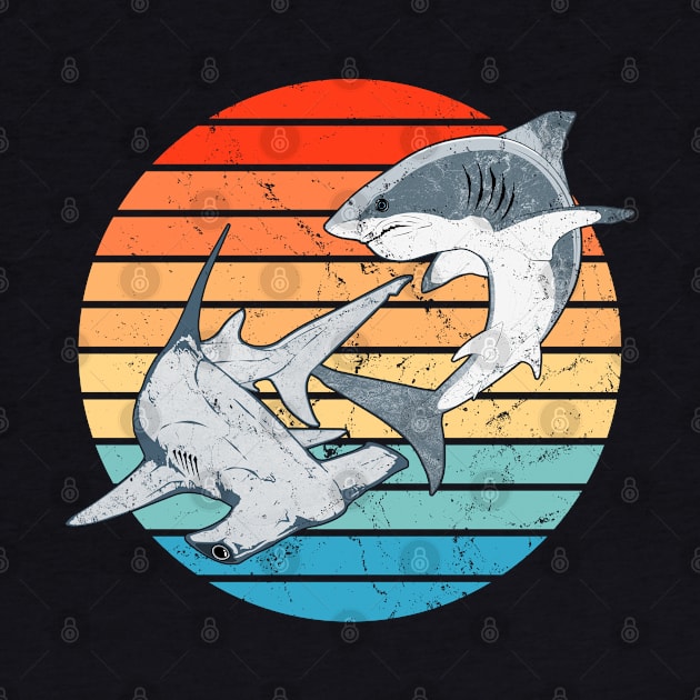 Hammerhead and Great White Shark by NicGrayTees